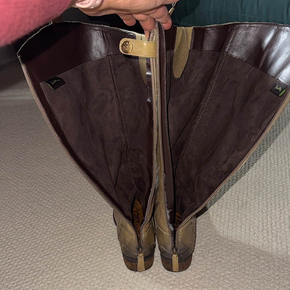 Sam Edelman —Classic Tall Leather Riding Boots in Olive Brown - Picture 7 of 11